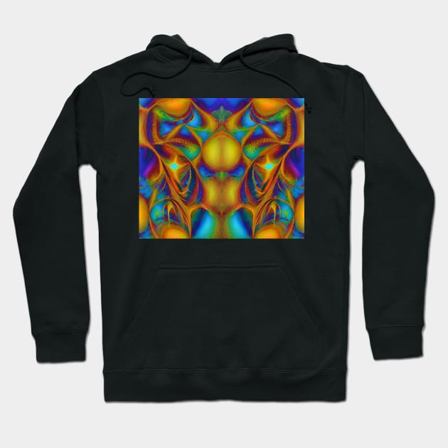 Golden Yellow Aesthetic - Abstract Multicolored Fractal Pattern Hoodie by BubbleMench